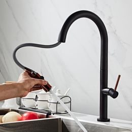 Kitchen Faucets ly Arrived Pull Out Kitchen Faucet Rose Gold and White Sink Mixer Tap 360 Degree Rotation Kitchen Mixer Taps Kitchen Tap 230729