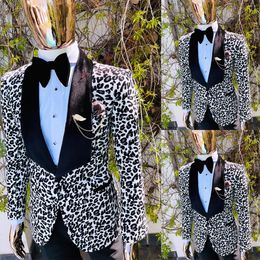 Leopard Print Men Wedding Blazer Shawl Lapel Tuxedos Evening Party Prom Coat For Male Groom Only Jacket