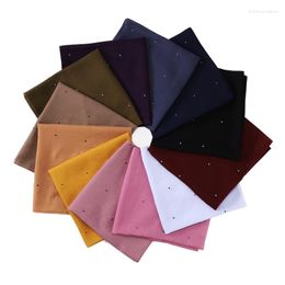 Scarves Cross-Border Pure Color Encryption Voile Drilling Starry Square Scarf Malaysia One Piece Drop Veil Gauz