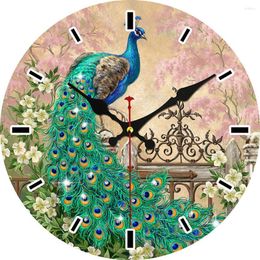 Wall Clocks Mandala Clock Battery Operated Silent Non Ticking Round Bohemian Peacock Feathers Decor For Home Office School