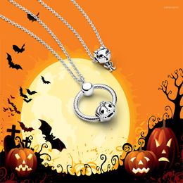 Chains 2023 Halloween Fashion Style S925 Sterling Silver Skull Girl Pumpkin Necklace Combination Female Original Diy Jewelry