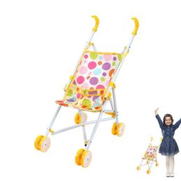 Tools Workshop Doll Stroller Lightweight Kids Baby Stroller Steel Pole Foldable Baby Stroller Toy Trolley Toy Unique Yellow Print Stimulate 230731