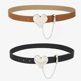 Belts Fashion Heart Shape Bucket Belt For Women Jeans Pants Womens Dress Accessories Leather Casual Waistband Width 2.4cm