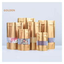 Packing Bags Color Aluminum Foil Tea Packaging Bag Coffee Bean Biscuit Baking Self Adhesive Food Sealing Recyclable Drop Delivery Offi Otkcw