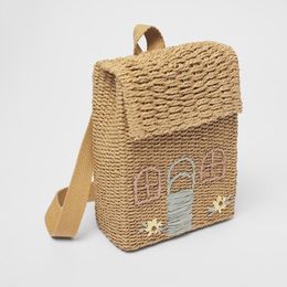 Backpacks Nordic Handmade Rattan Vintage Storage Basket Kids Backpack House Shape Children School Mini Bag 230731