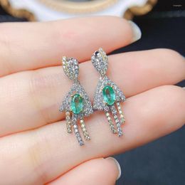 Stud Earrings FS Fashion Real S925 Sterling Silver Inlay 3 5 Natural Emerald With Certificate Fine Weddings Jewelry For Women MeiBaPJ