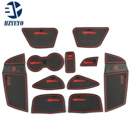 11 PCS Red Blue Rubber Non-Slip Car Interior Door Pad Cup Mat Tank Pad Car Accessories For Ford For Focus 2012 D9009311y
