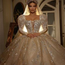 Saudi Arabia Ball Gown Wedding Dresses Lace Up Retro Bridal Gowns Sequin Cap Sleeve Muslim vestido de novia300A