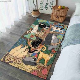 Carpets Cartoon cat pattern carpet mat large carpet decoration room living room household floor mat handsome mage cat carpet R230731