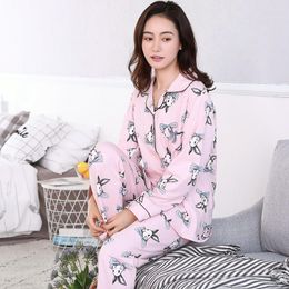 Women's Sleepwear Autumn Winter Women Pyjamas Cartoon Cotton Long Sleeve Pyjamas Set M-3XL Female Sets Nightwear Suit