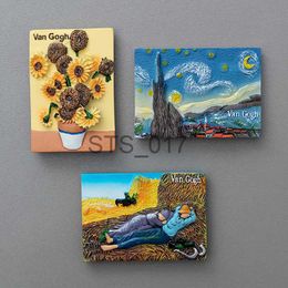 Fridge Magnets World famous painting Van Gogh painting Picture frame 3d fridge magnets starry sky sunflower siesta refrigerator stickers gifts x0731