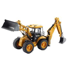 Diecast Model Cars Huina Toy Inertial Excavator Digger and Tractor Shovel Model Diecast Construction Vehicle Truck Boy Children Toys Birthday Gift x0731