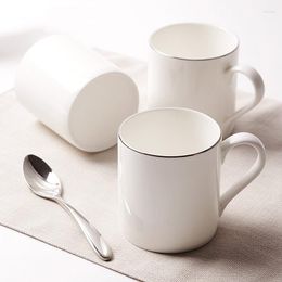 Mugs High Quality Bone China Ceramic Brief With Spoon Handgrip White Breakfast Milk Tea Coffe And Cups Luxury Decorative