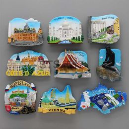 Fridge Magnets Singapore Merlion Vienna World Tourism Souvenir 3D magnetic refrigerator Laos Italy Rome souvenir furniture home decoration gift x0731