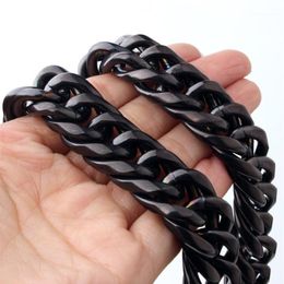 Chains Custom ANY Length 20mm Width Heavy Thick Black Tone Round Curb Cuban 316L Stainless Steel Necklace Link Mens Chain1254c