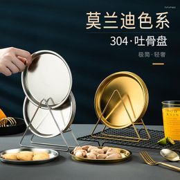 Plates Spit Bone Plate 304 Stainless Steel Dessert Round Household Snack El Cooking Bread Inventory Heart