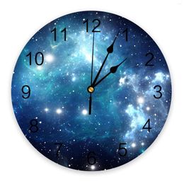 Wall Clocks Starry Sky Universe Round Clock Acrylic Hanging Silent Time Home Interior Decor Bedroom Living Room Office Decoration