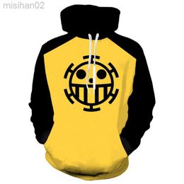 Men's Hoodies Sweatshirts Anime One Piece 3D Hoodie Sweatshirts Trafalgar Law Cosplay Pirates Of Heart Thin Pullover Hoodies Tops Outerwear Coat Outfit HKD230731