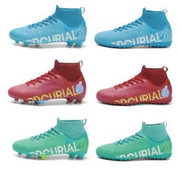 Kids Mercurial Football Boots Mens Womens High Top Soccer Shoes Youth Training Shoes Big Size 31-48 Blue Green Red