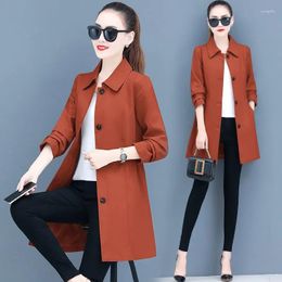 Women's Trench Coats 2023 Spring Autumn Windbreaker Fashion Long Coat Female Single-Breasted Khaki Cardigan Outerwear