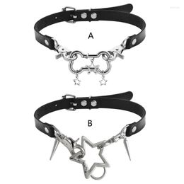 Choker Harajuku Star Pentagrams Bone Leathers For Women Sweet Cool Trend Collar Necklace Punk Accessories Y2k Jewelry