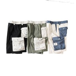 Men's Shorts Korean Style Large Multi Pocket Summer Simple Harun Half Pants Oversize Thin Cargo Patchwork For Men 2023