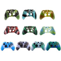 For Xbox One S X Controller Case Soft Silicone Cases Comfortable Gamepad Skin Printing Rubber Joystick Cover 10 Colors Ship336J