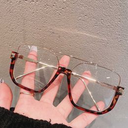 Eyeglass Frame Retro Large Frame Net Red Glasses Lower Half Frame Personalised Blue Light Blocking Street Shot Round FaceThin Concave Shape x0731