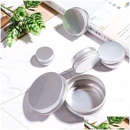 Packing Bottles Round Sier Aluminum Cans Metal Tin Storage Bottle Candle Jar Containers Packaging With Screw Lids For Cosmetic Lip Bal Otoc1