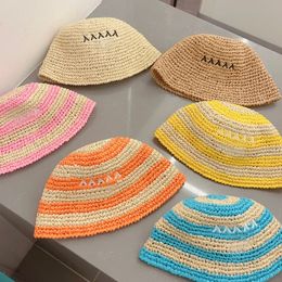 Women Knitted Fishers Hat Fashion Cute Straw Horizontal One Piece Bucket Hat Girl Daily Wear with Accessories Popular Bob Hat