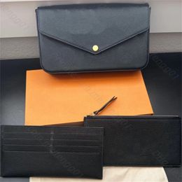 Fashion designers three piece set chain lady shoulder bags women classics handbags embossing Cross body wallets Genuine leather clutch totes hobo purses wholesale