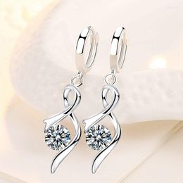 Hoop Earrings KOFSAC 2023 Fashion 925 Sterling Silver For Women Elegant Blue Zircon Ribbon Shape Earring Jewellery Lady Birthday Gifts