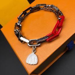 Link Fashion Bracelet Cuban Mens Bracelet Designer Jewellery for Men Hip Hot Jewelrys Orange Black Sier Bangle Party Gift s