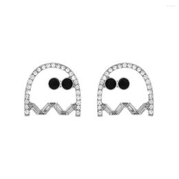 Stud Earrings Halloween Funny Little Ghost Female Creative Crystal Hollow Out Geometric Black Trendy Cool