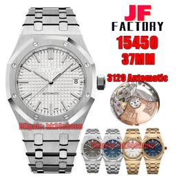 JFFactory Watches 37MM Selfwinding 3120 Automatic Womens Watch White Dial Stainless Steel Bracelet Ladys Wristwatches