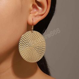 New Temperament Big Round Circle Gold Silver Colour Metal Drop Earrings for Women Exaggerated Party Earring Jewellery Gift