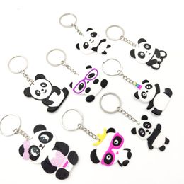 Party Favor 8 Styles Panda Keychains Cartoon PVC Silicone Luggage Pendant Bag Decoration Keyring Creative Gifts Party Supplies Q370