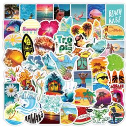 10 50PCS Outdoor Hawaii Surfing Stickers Summer Tropical Beach Surfing Waterproof DIY Surfboard Car Skateboard Decal Sticker Car316J