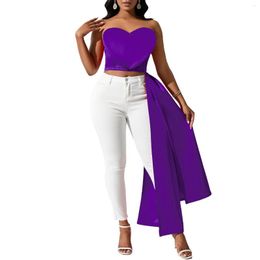 Ethnic Clothing Polyester African Clothes For Women Summer Sexy Sleeveless Purple Yellow Red Tops T-shirts