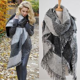 Scarves Fashion Pashmina Women Scarf Thickening Warm Winter Plaid Shawl Reversible Cape Wrap Blanket Poncho HO950750