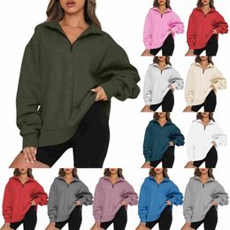 Gym Clothing Sweatshirt For Womens Oversized Half Zip Pullover Long Sleeve Quarter Hoodie Sweater Comfort Sweatshirts Women