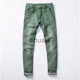 Men's Jeans 2023 Newly Fashion Men Jeans Slim Fit Elastic Pencil Pants Khaki Blue Green Color Cotton Brand Classical Jeans Men Skinny Jeans J230728