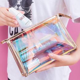 Cosmetic Bags & Cases Fashion Laser Bag Women Makeup Case TPU Transparent Beauty Organizer Pouch Female Jelly Lady Make Up Pouch1