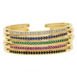 inner diamater 58-60 open adjust bangle bracelet cz paved circle band classic Colourful birthstone gold plated women bracelets215q
