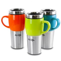 Tumblers Water Bottle Traverse 3 Piece 16 Ounce Stainless Steel And Ceramic Travel Mug Lid In Red Blue Green 230731