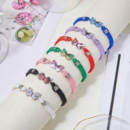 Fashion Cute Butterfly Bracelets Bangles For Women Handmade Woven Rope Chain Animal Butterfly Charm Bracelet Friendship Jewellery