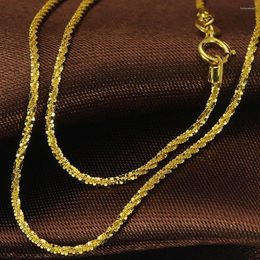 Chains Pure Au750 18K Yellow Gold Chain Women Lucky Many Star Necklace 1.9-2.1g 18inch L