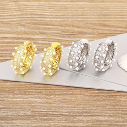 Stud Earrings AIBEF Luxury Pearl Crystal Piercing Women Elegant Copper Zircon Engagement Jewellery Wedding Accessory Romantic Gift
