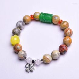 Strand Natural Crazy Agate Bracelet Round Beads Crystal Healing Stone Fashion Women Men Jewelry Gift