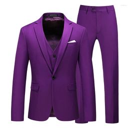 Men's Suits Men High Quality Wedding Party Dress 3 Piece Set Coat Pants Vest Large Size Blazer Fashion Slim Business And Work